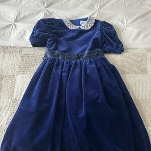 Florence Eiseman Royal Blue Dress with White Lace Trim